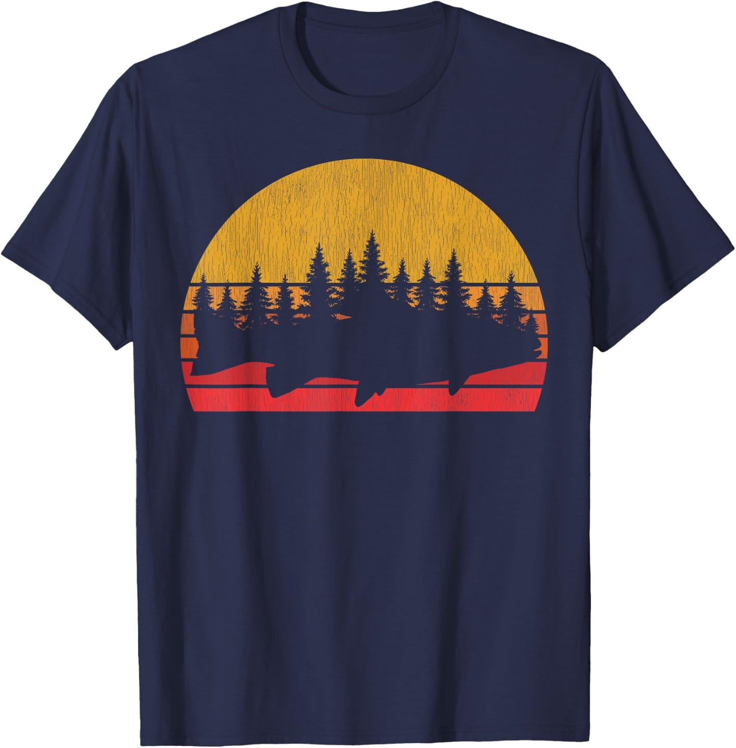 Steelhead Fishing Retro Trout Fisherman Outdoorsmen T-Shirt - T-Shirt | Navy