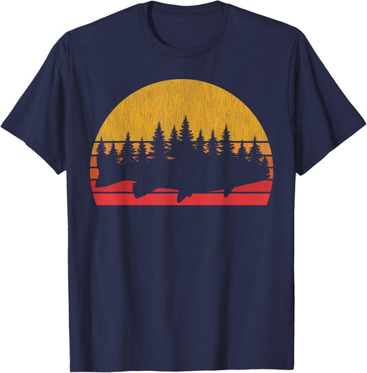 Steelhead Fishing Retro Trout Fisherman Outdoorsmen T-Shirt - T-Shirt | Navy