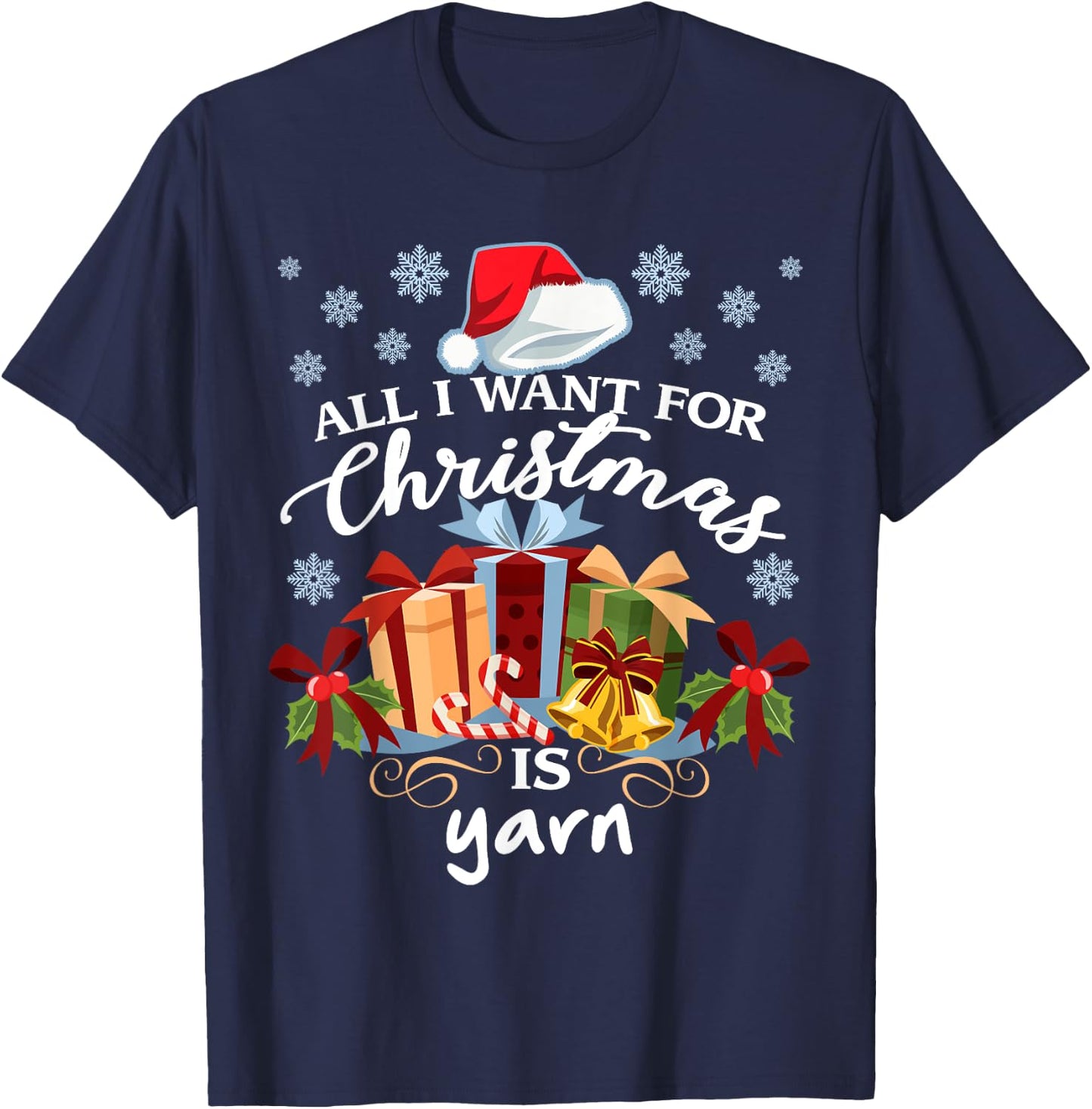All I want for Christmas is yarn knitters T-Shirt - T-Shirt | Navy