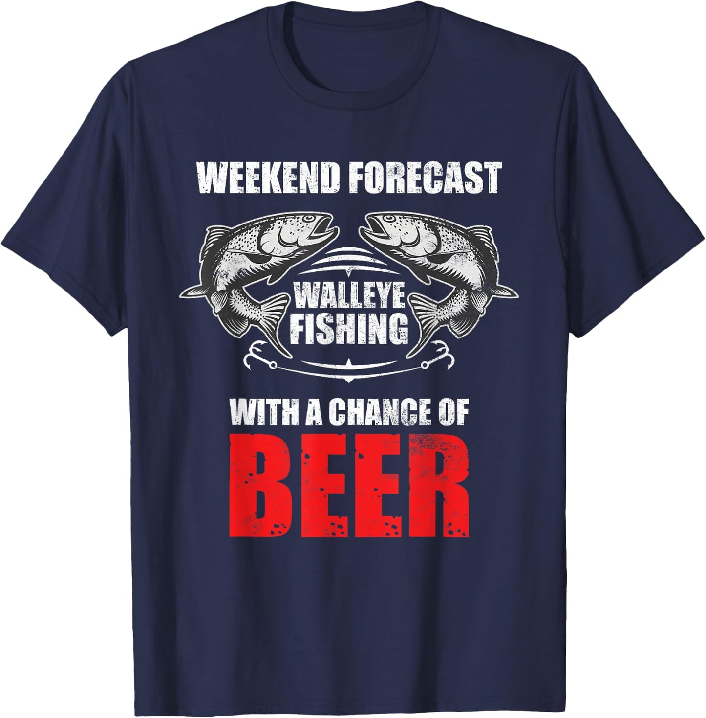 Walleye Fishing Shirts Funny Fishing T-Shirt - T-Shirt | Navy