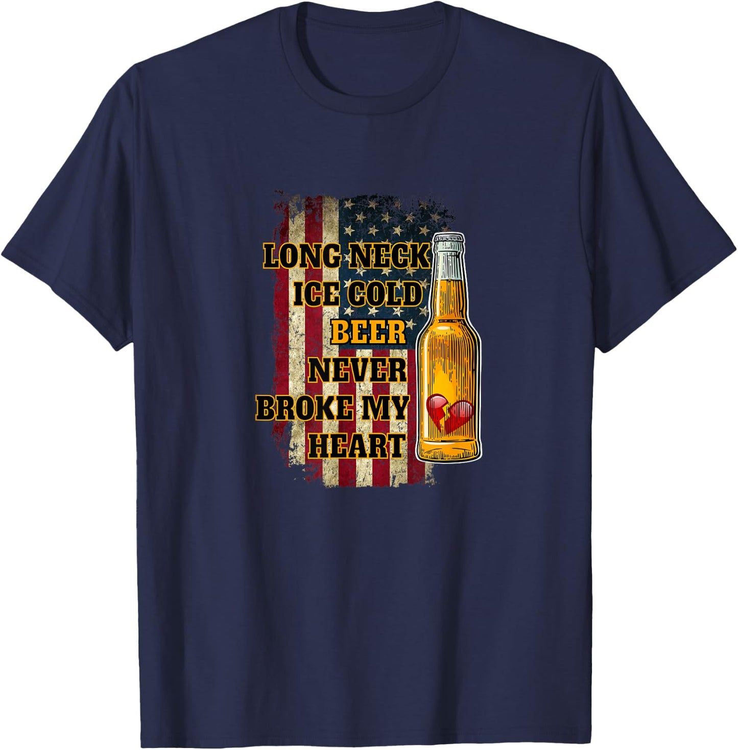 Long Neck Ice Cold Beer T-Shirt - T-Shirt | Navy