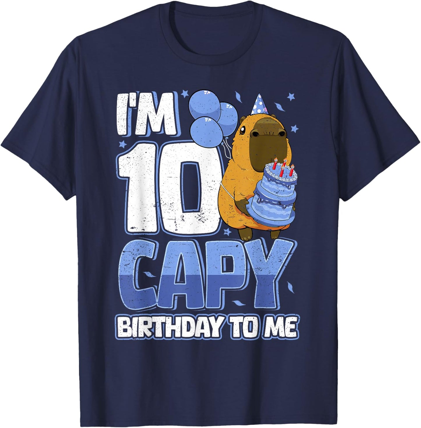 10 Years Capy Birthday to me Boys 10th Birthday Capybara T-Shirt - T-Shirt | Navy