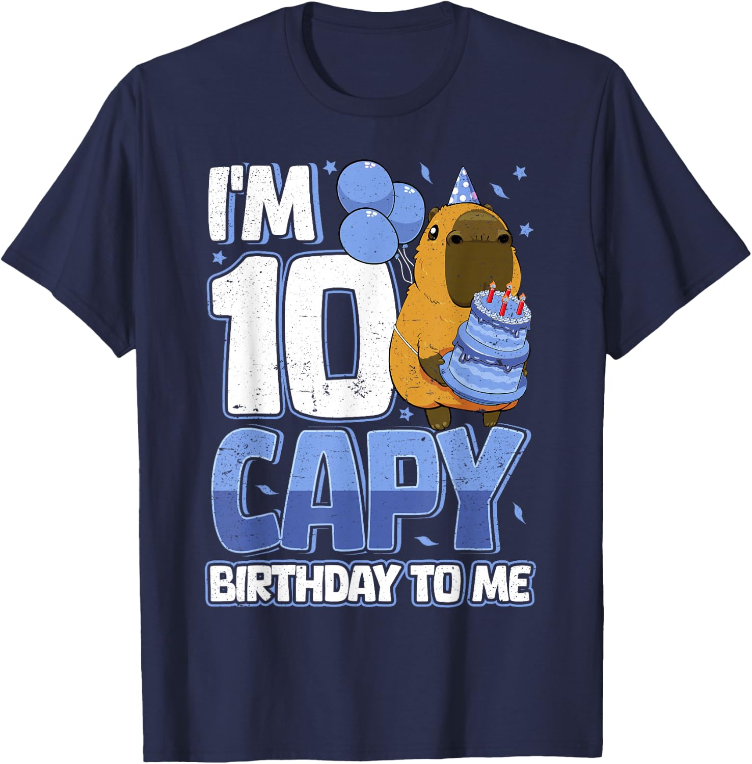 10 Years Capy Birthday to me Boys 10th Birthday Capybara T-Shirt - T-Shirt | Navy