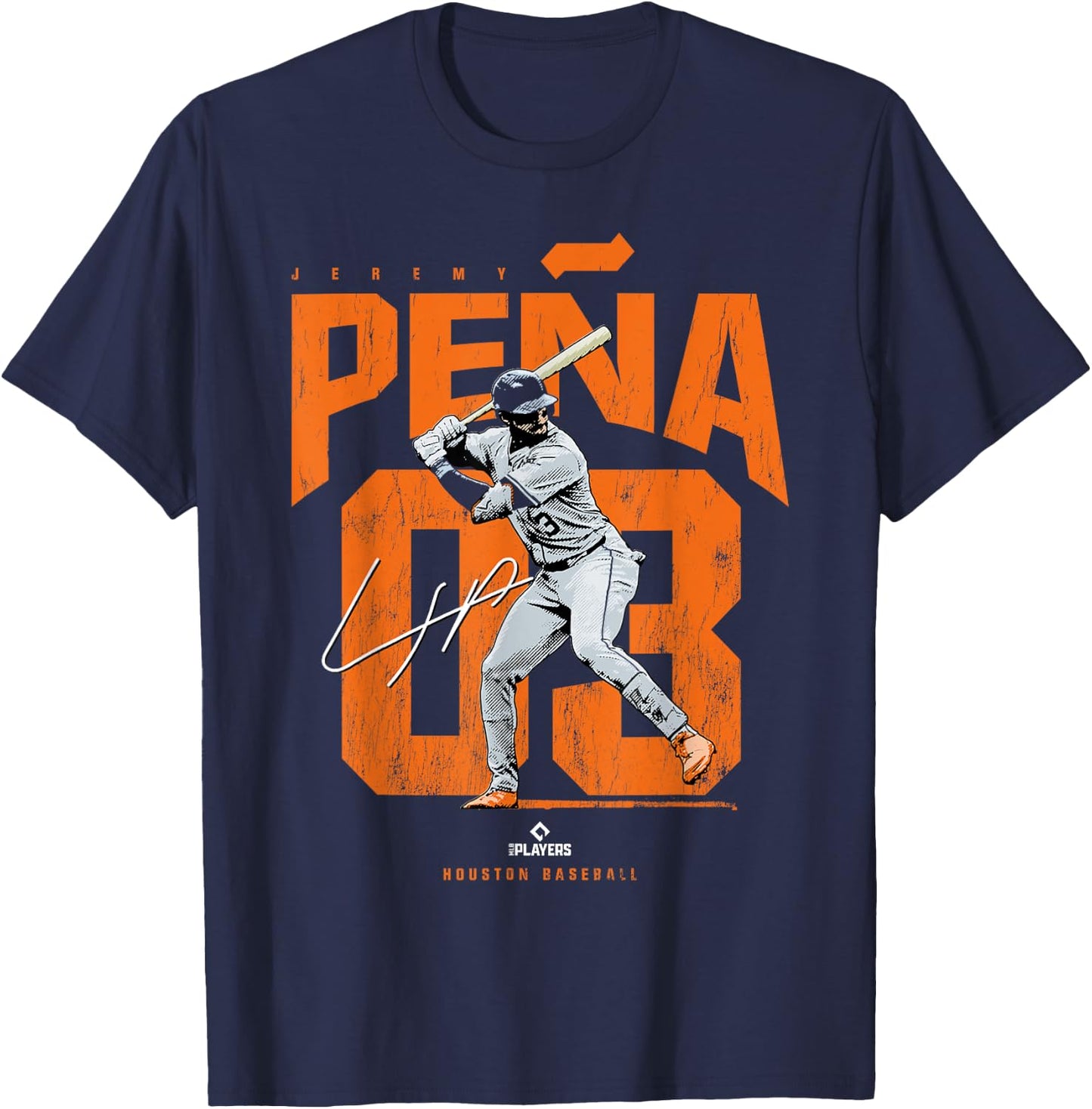 Jeremy Peña | Houston Baseball Players | MLBJPE3921 T-Shirt - T-Shirt | Navy