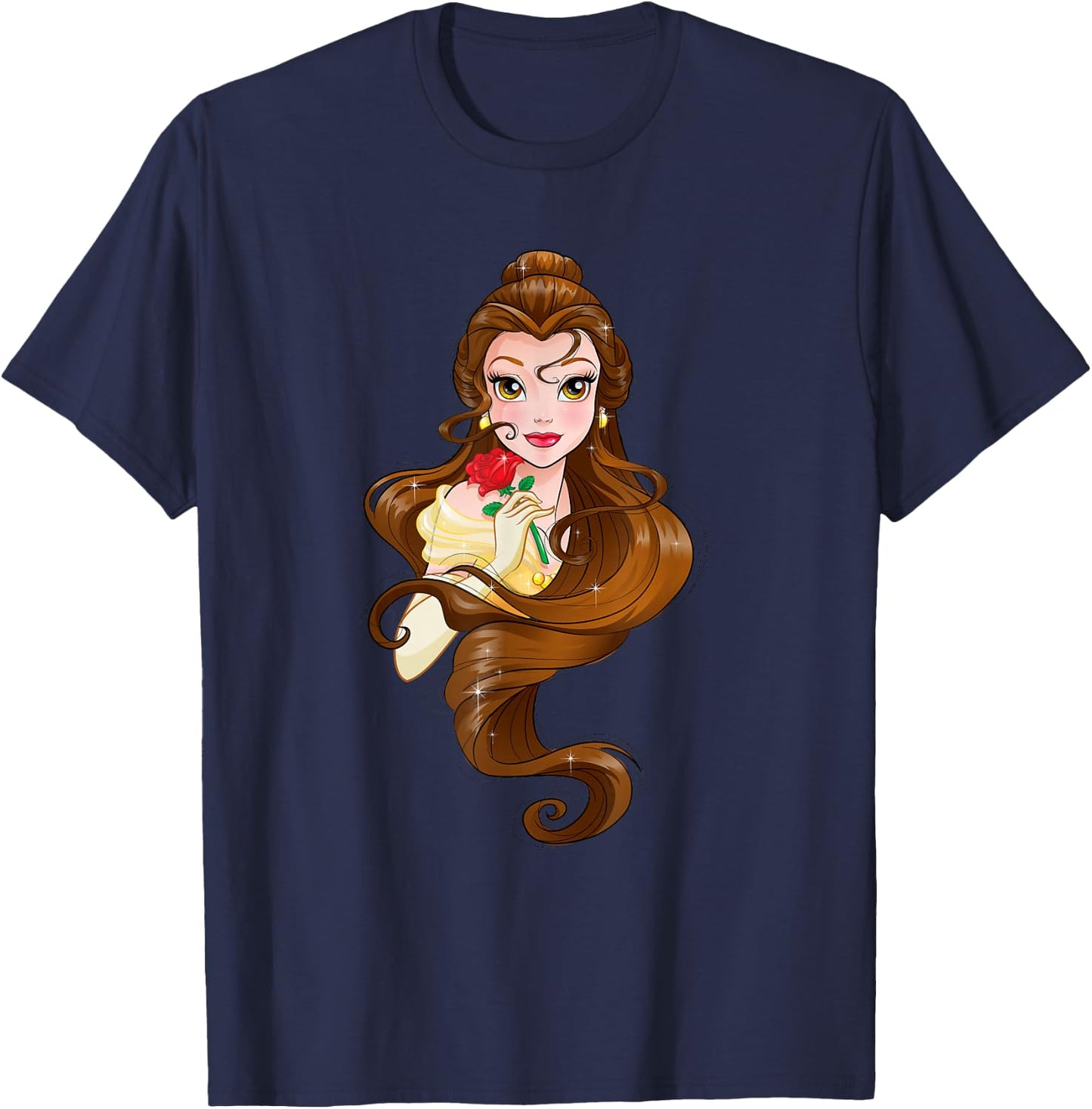 Disney Belle Black Classic Fit - Adult Round Neck Short Sleeve Fantasy T-Shirt - T-Shirt | Navy