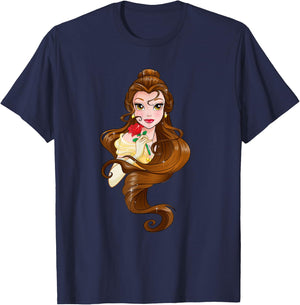 Disney Belle Black Classic Fit - Adult Round Neck Short Sleeve Fantasy T-Shirt - T-Shirt | Navy