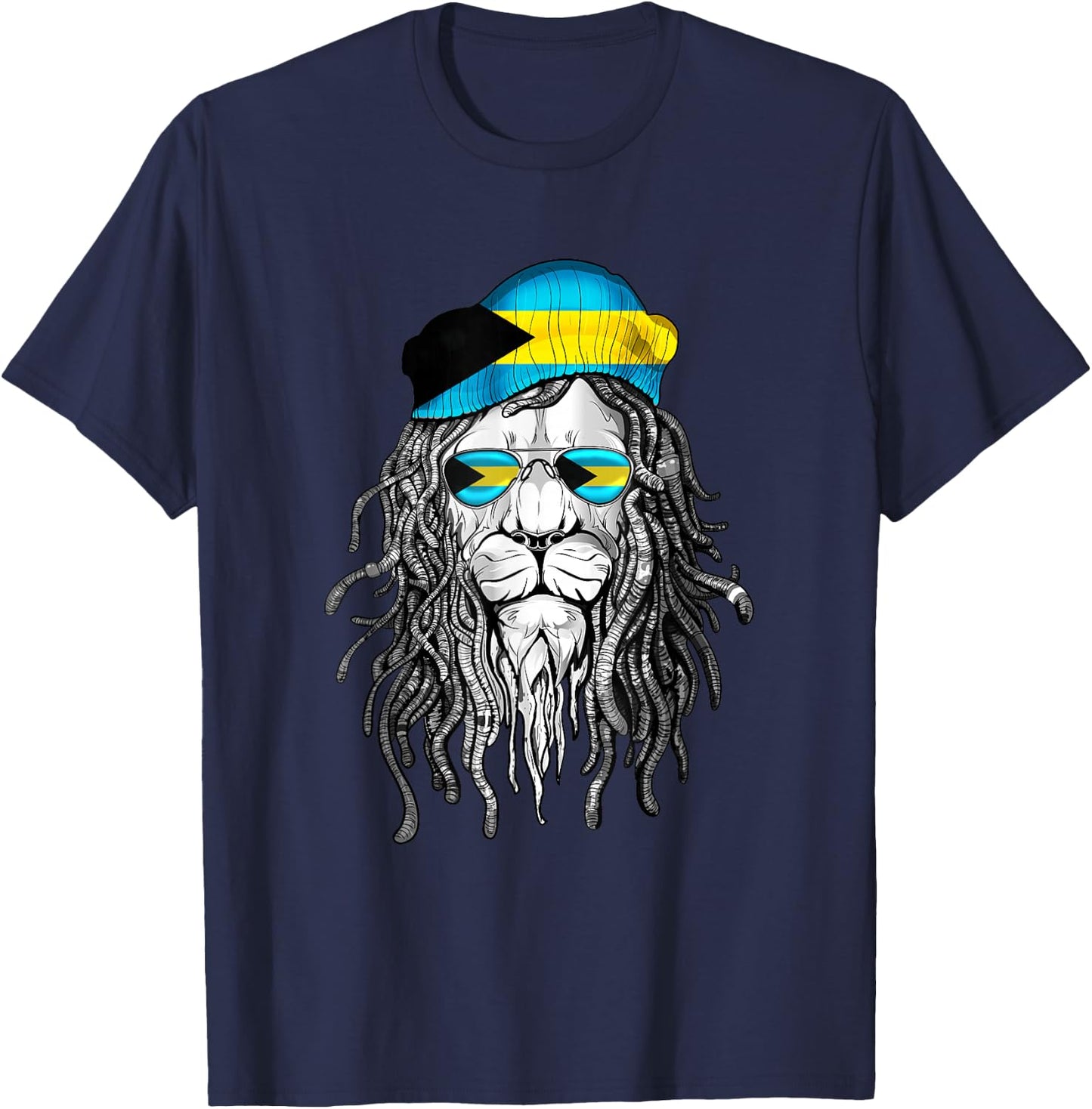 Bahamer Shirt Bahamas Bahamer Flag Lion Black Casual Modern T-Shirt - T-Shirt | Navy