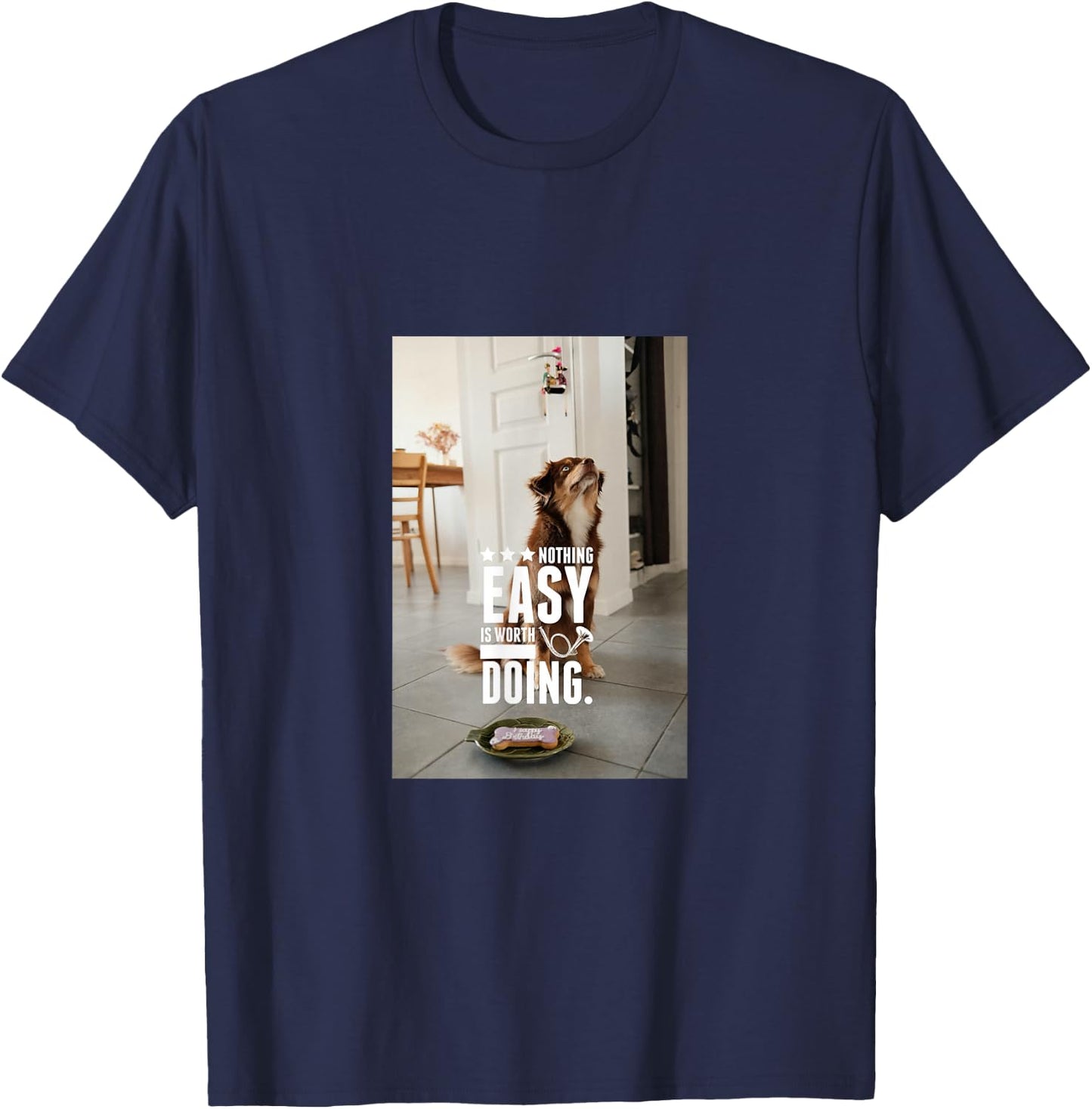 Cute Australian Shepherd Graphic with Inspirational Quote T-Shirt - T-Shirt | Navy