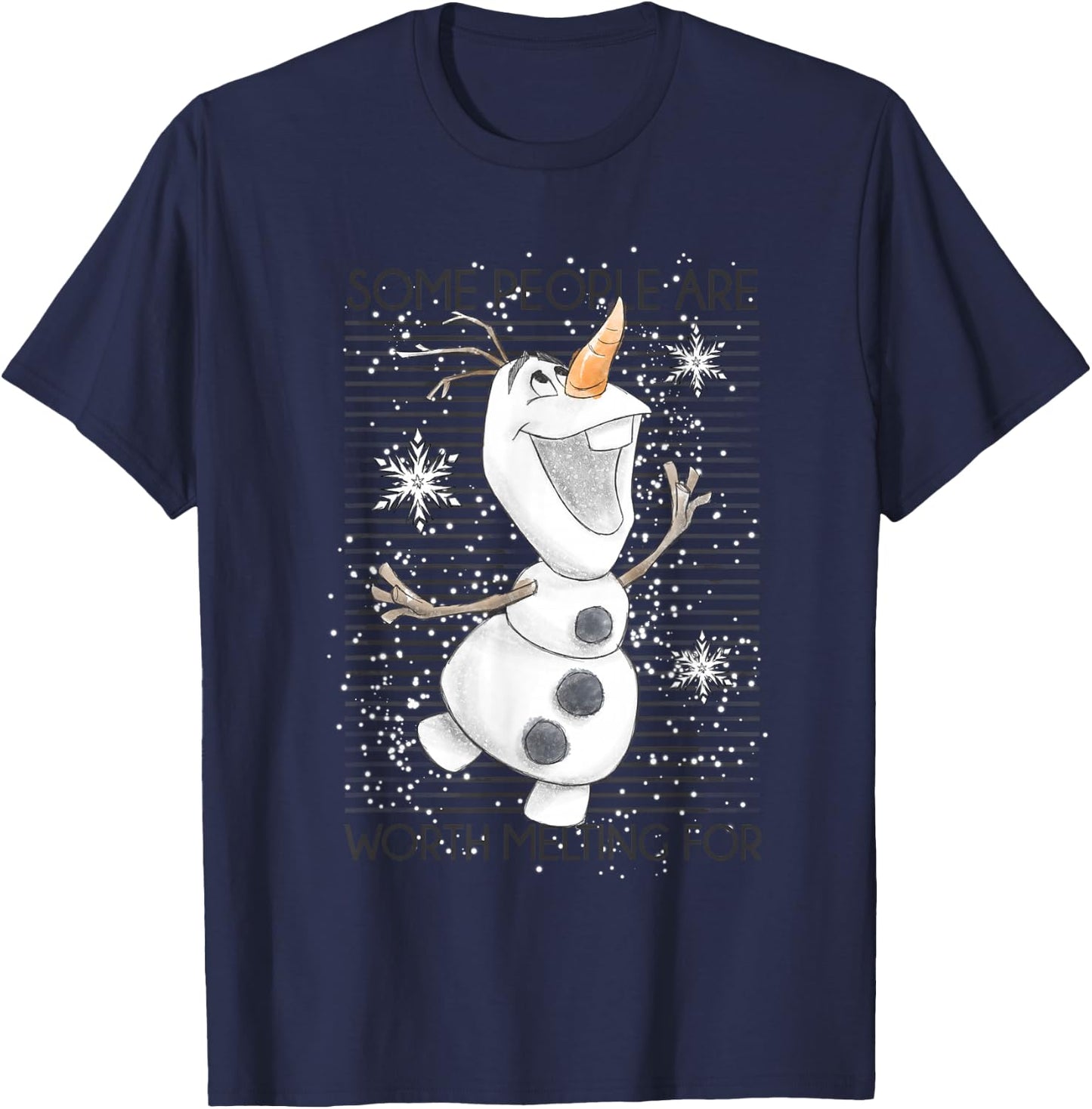 Disney Frozen Olaf Some People are Worth Melting for T-Shirt - T-Shirt | Navy