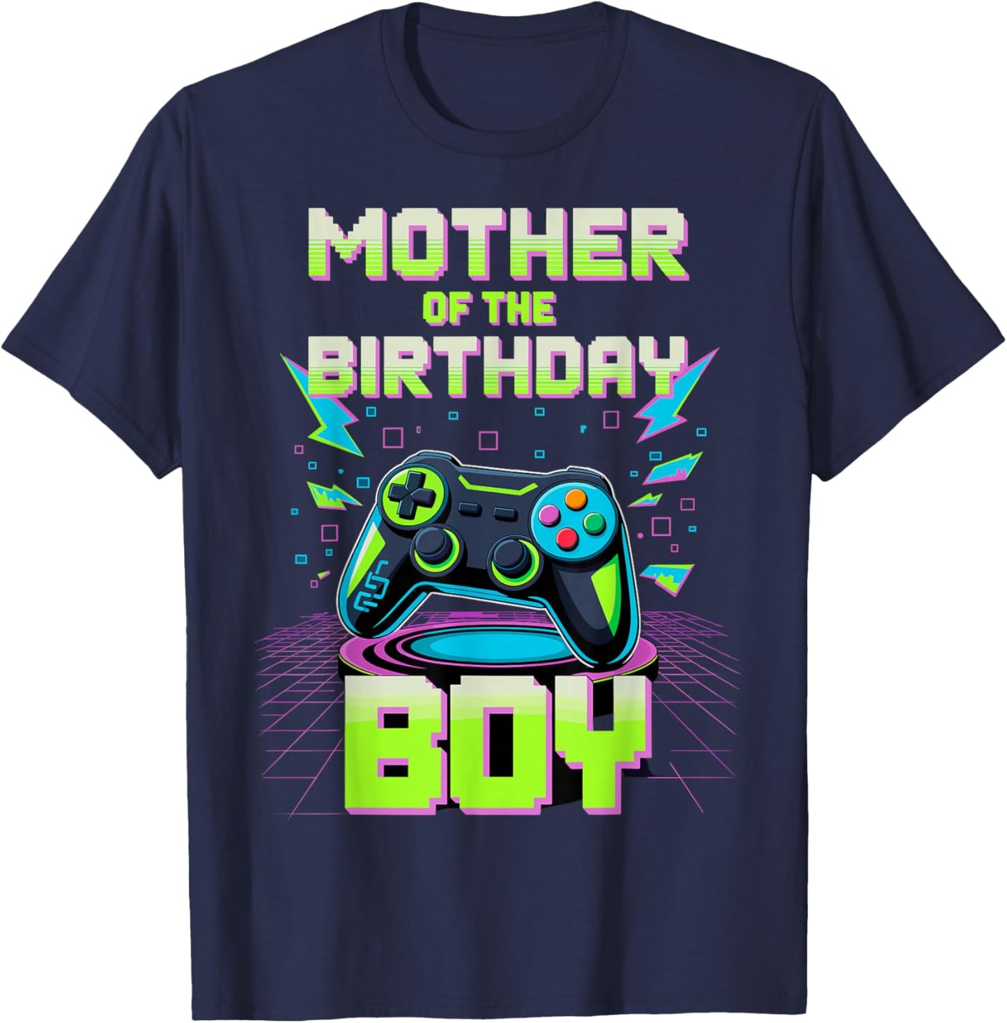 Mother Mom of the Birthday Boy Video Game Controler Gamer T-Shirt - T-Shirt | Navy