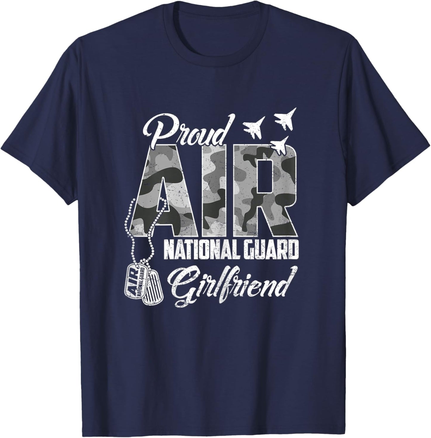 Proud Air National Guard Girlfriend US Camo Family Matching T-Shirt - T-Shirt | Navy