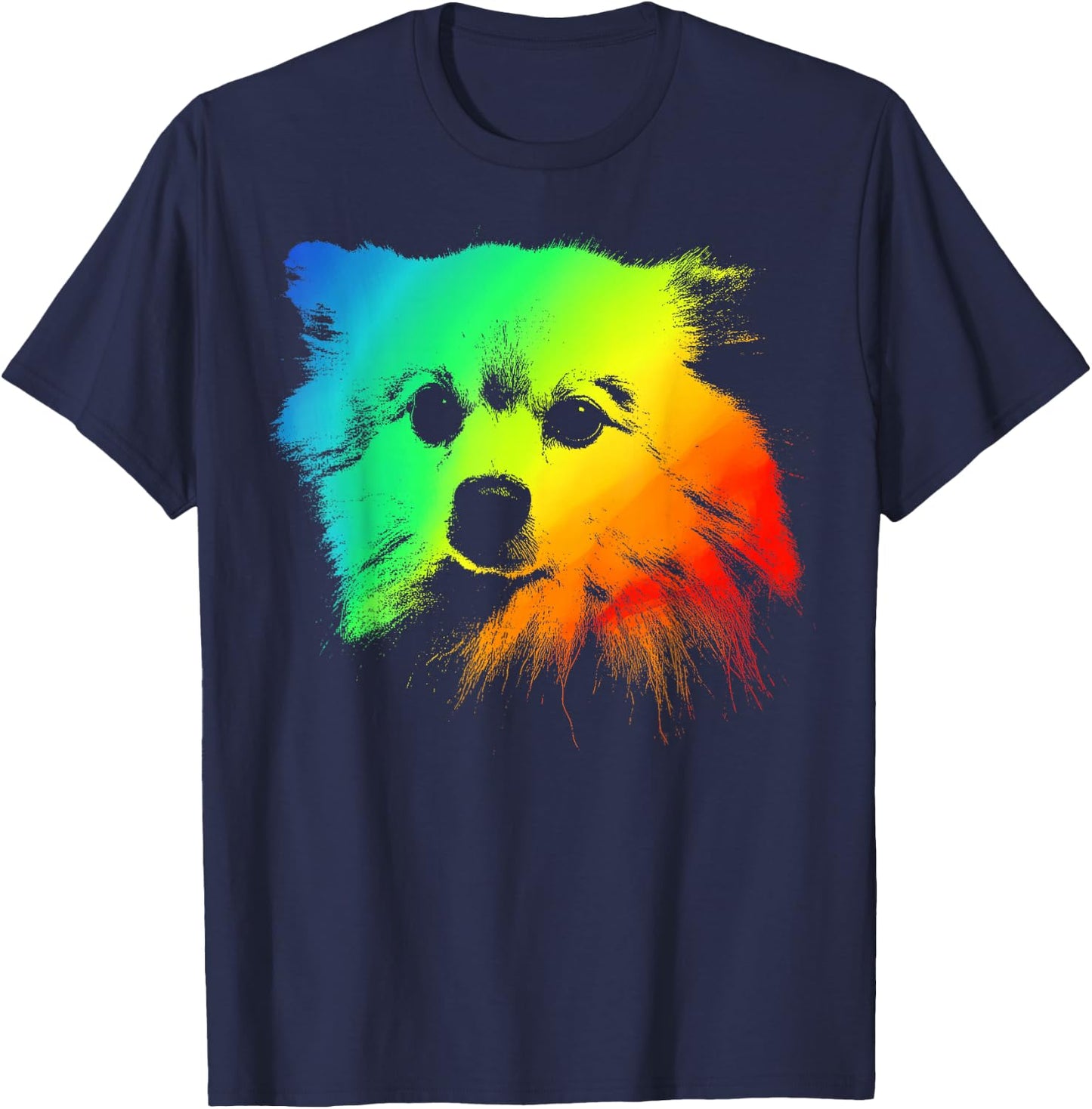 POM-CHI Colorful Rainbow Retro T-Shirt - T-Shirt | Navy