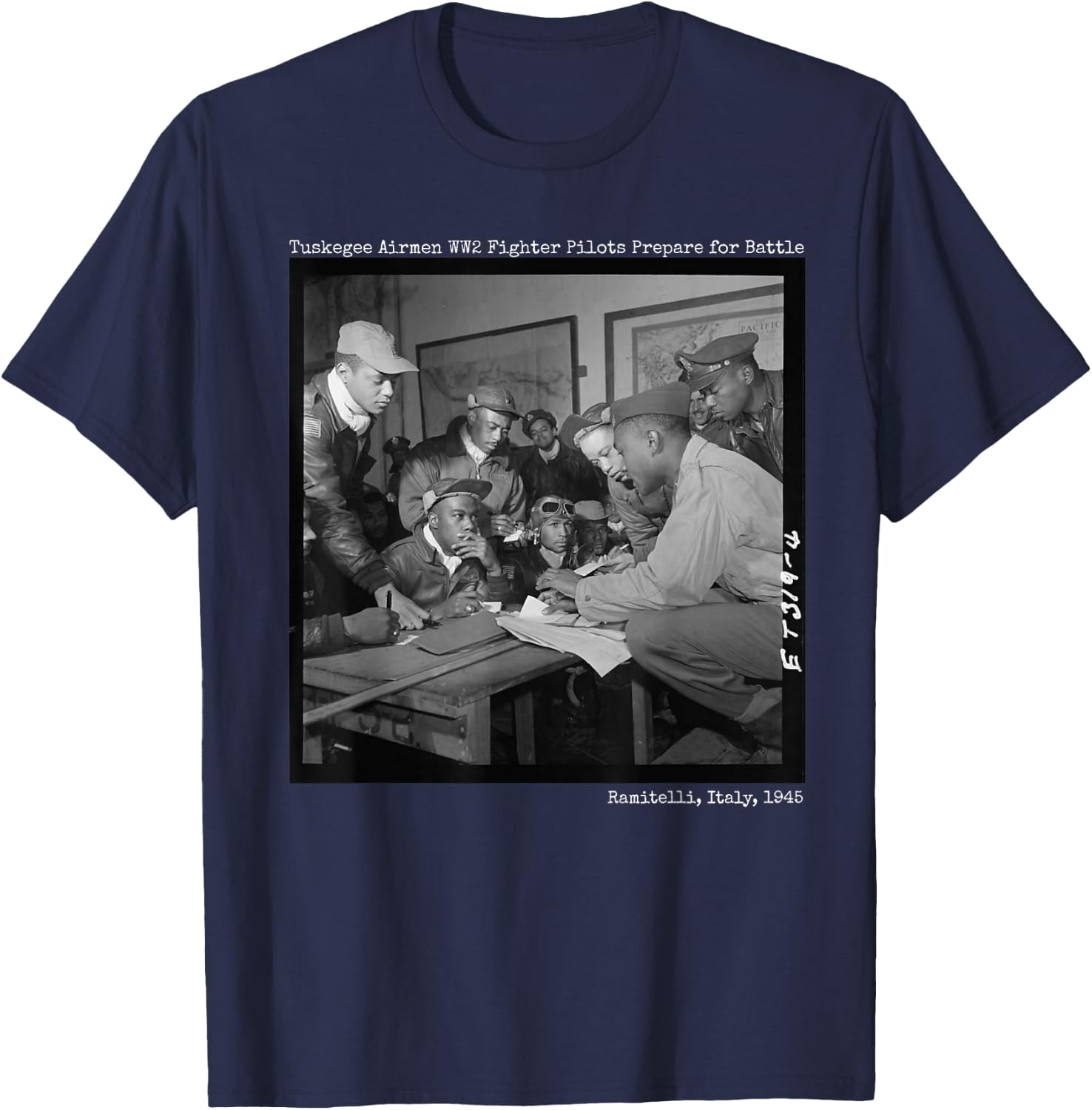 Tuskegee Airmen Preparing for Battle WW2 Small T-Shirt - T-Shirt | Navy