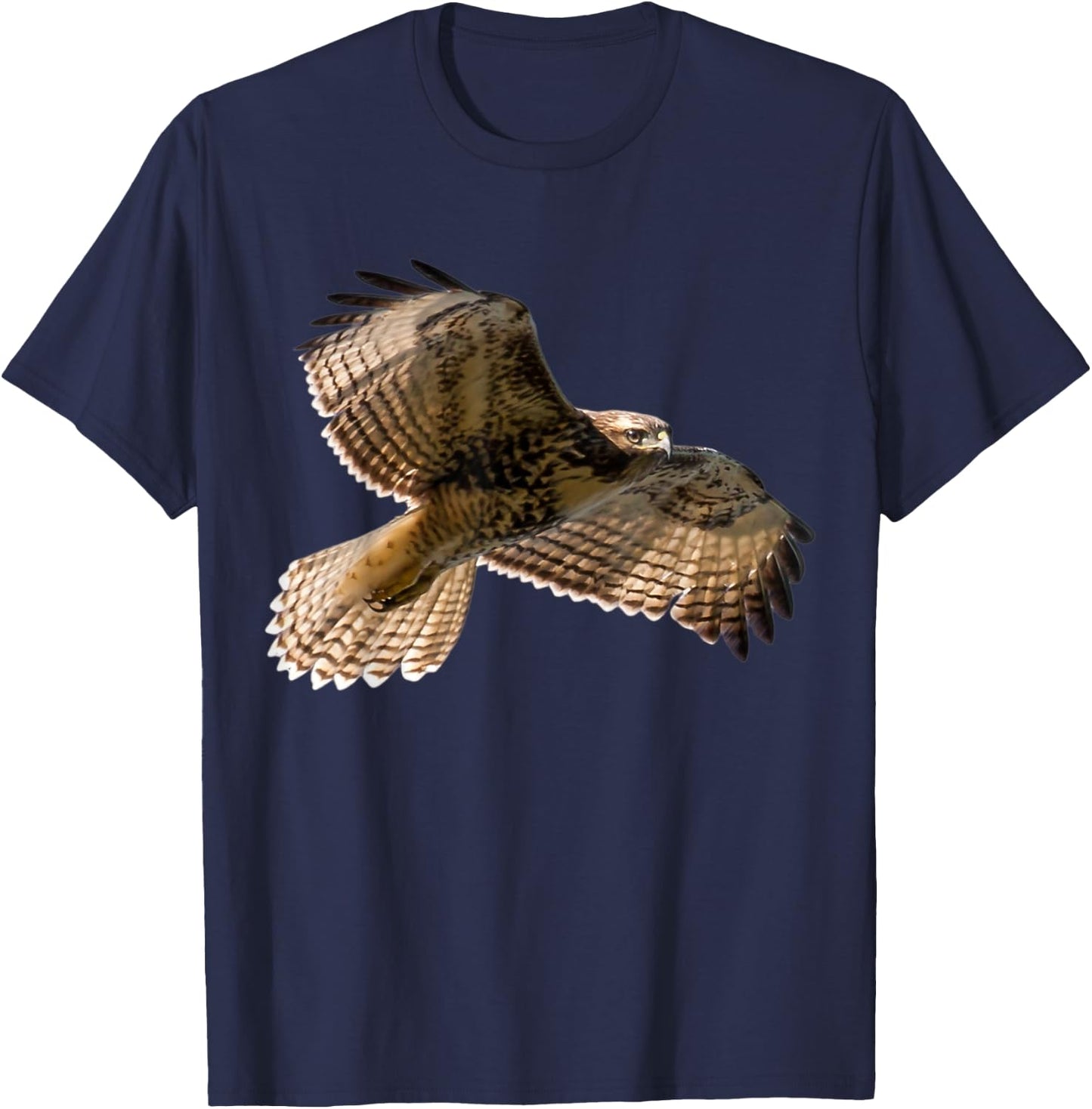 CanvasByNature Red-Tailed Hawk - Women's Classic Fit Black Short Sleeve - Wildlife Animal Print - Small T-Shirt - T-Shirt | Navy