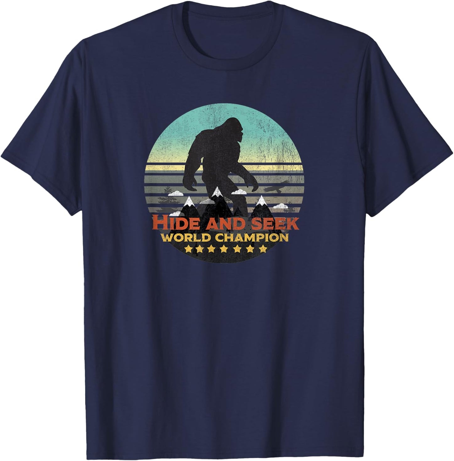 Hide and Seek Champion Retro Big foot is real T-Shirt - T-Shirt | Navy