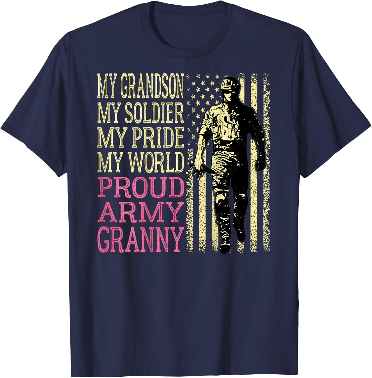 My Grandson My Soldier Hero Proud Army Granny - Grandma T-Shirt - T-Shirt | Navy