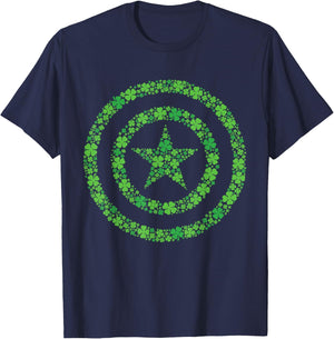 Marvel Captain America St Patrick's Day Green Clover Shield T-Shirt - T-Shirt | Navy