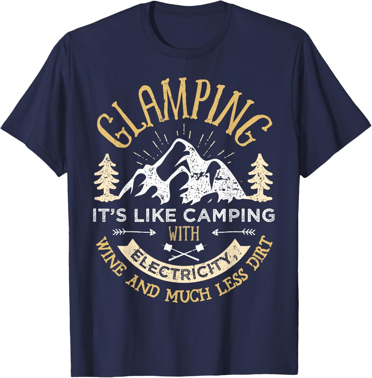 Glamping Definition Glamper Women Men Wine Funny Camping Small T-Shirt - T-Shirt | Navy