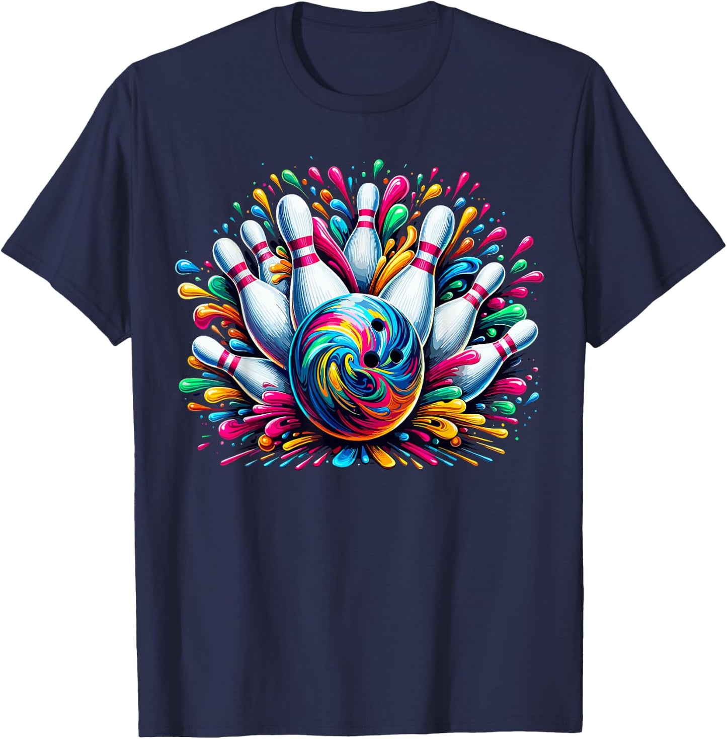 Bowling Cute Colorsplash Ball T-Shirt - T-Shirt | Navy