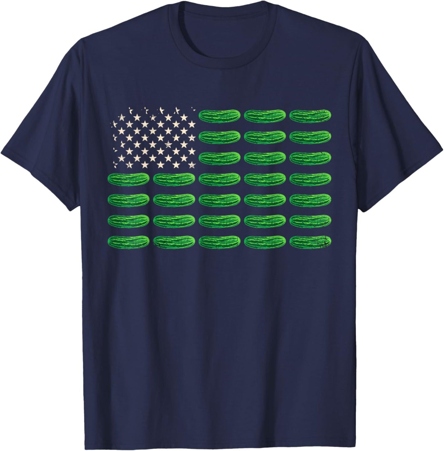 Funny Pickle Cucumber American Flag Pickle Lover 4th of July T-Shirt - T-Shirt | Navy