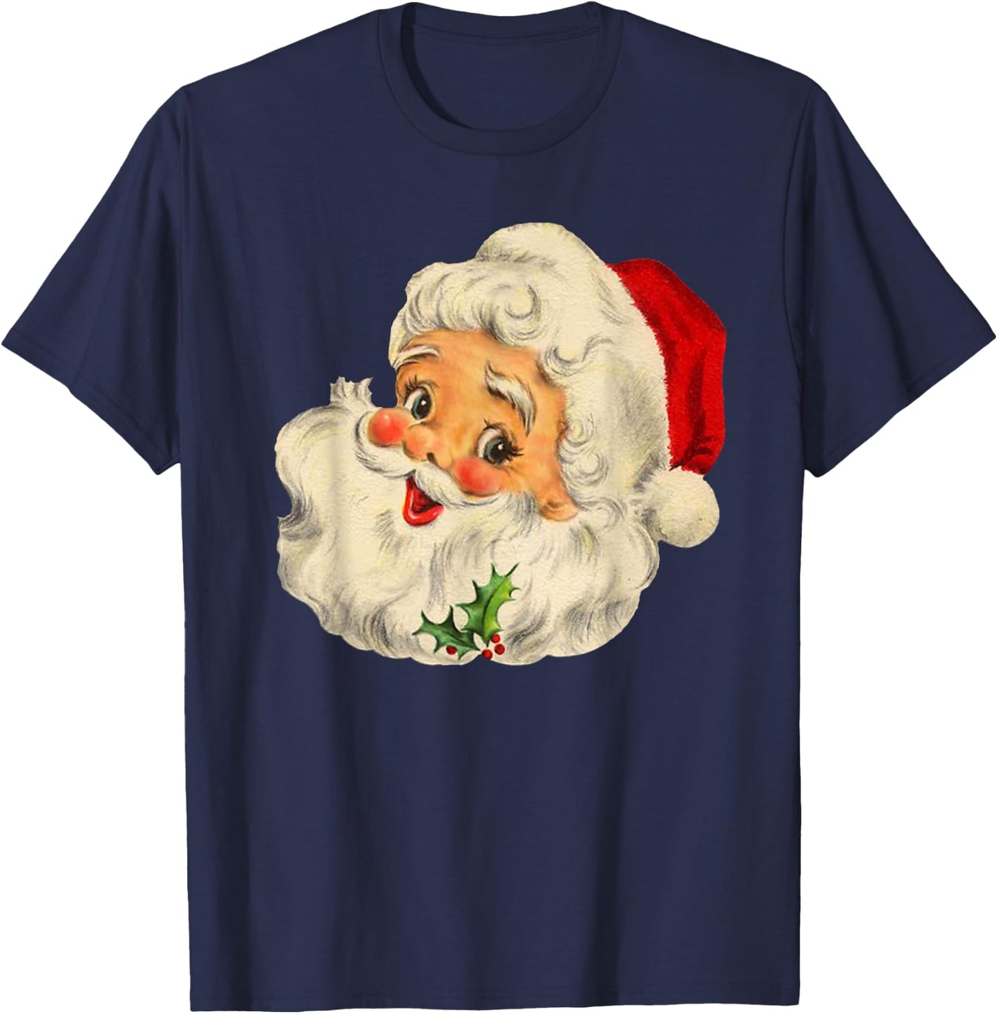 Cool Vintage Christmas Santa Claus Face T-Shirt - T-Shirt | Navy