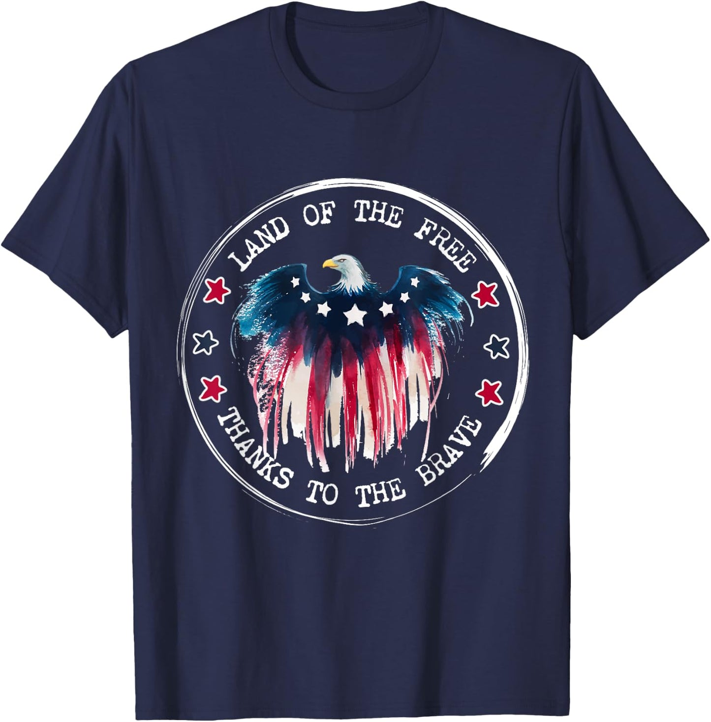 Land of the Free Thanks to Brave American Eagle Flag T-Shirt - T-Shirt | Navy
