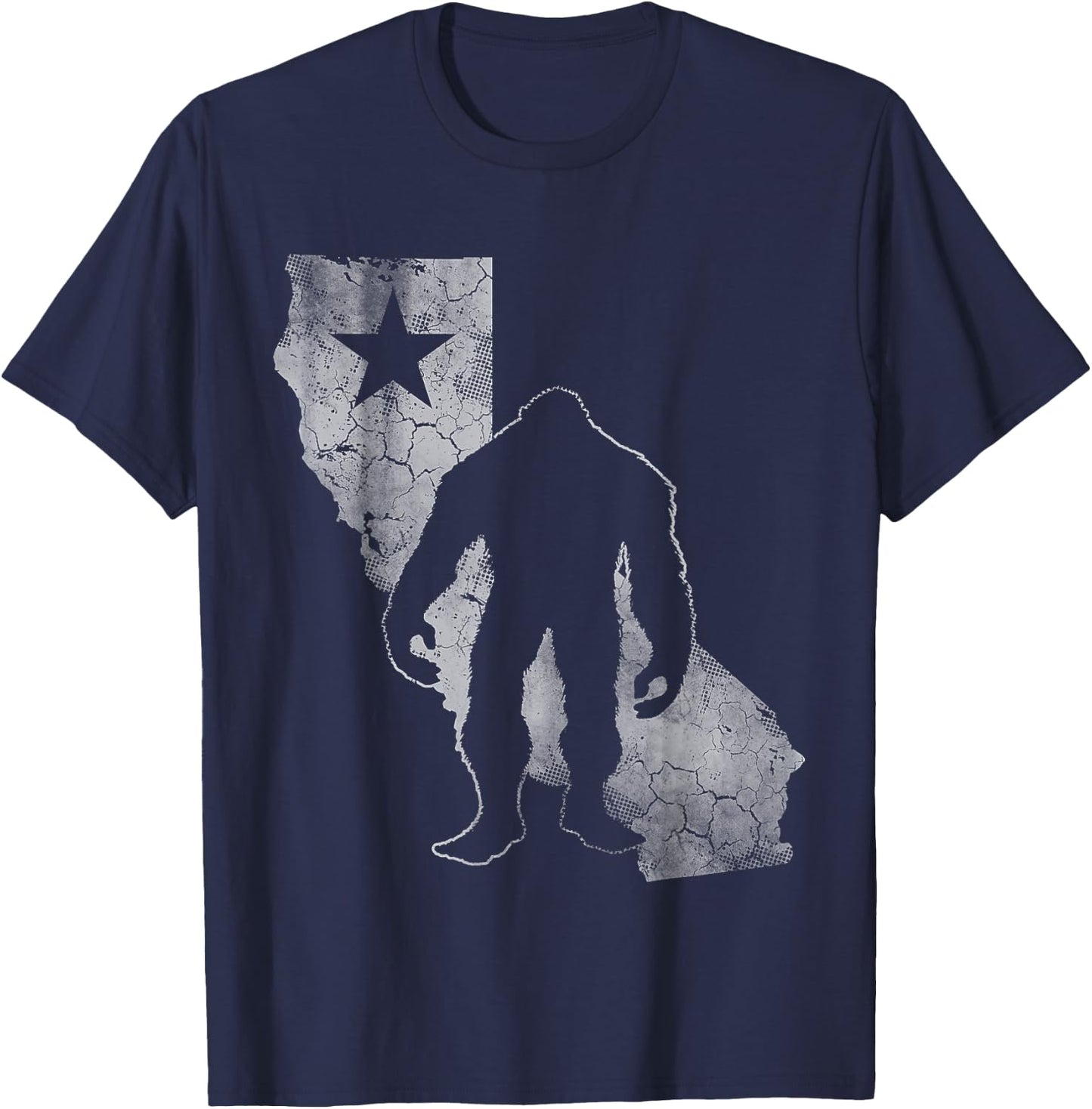 California Sasquatch Vintage Distressed Squatch Big Foot T-Shirt - T-Shirt | Navy