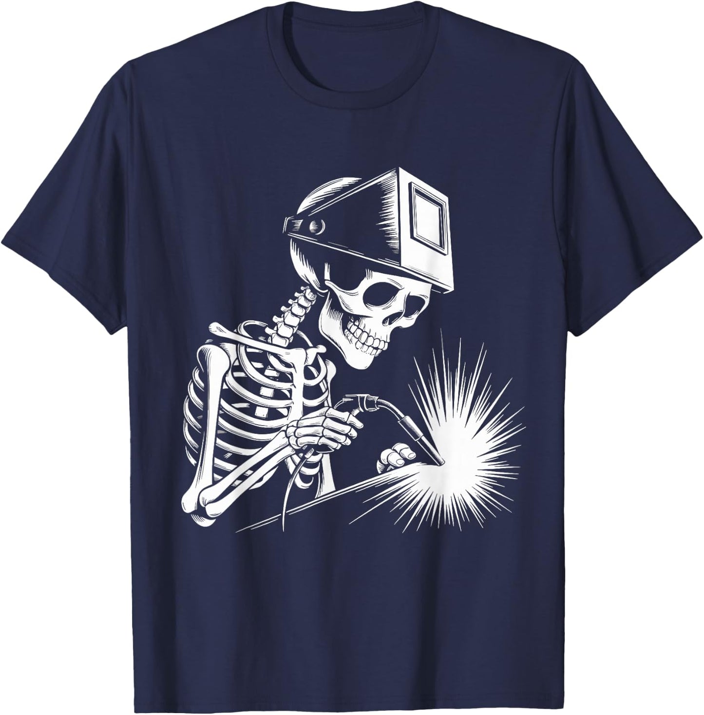 Funny Skeleton Welding Lovers Spooky Halloween Welder T-Shirt - T-Shirt | Navy
