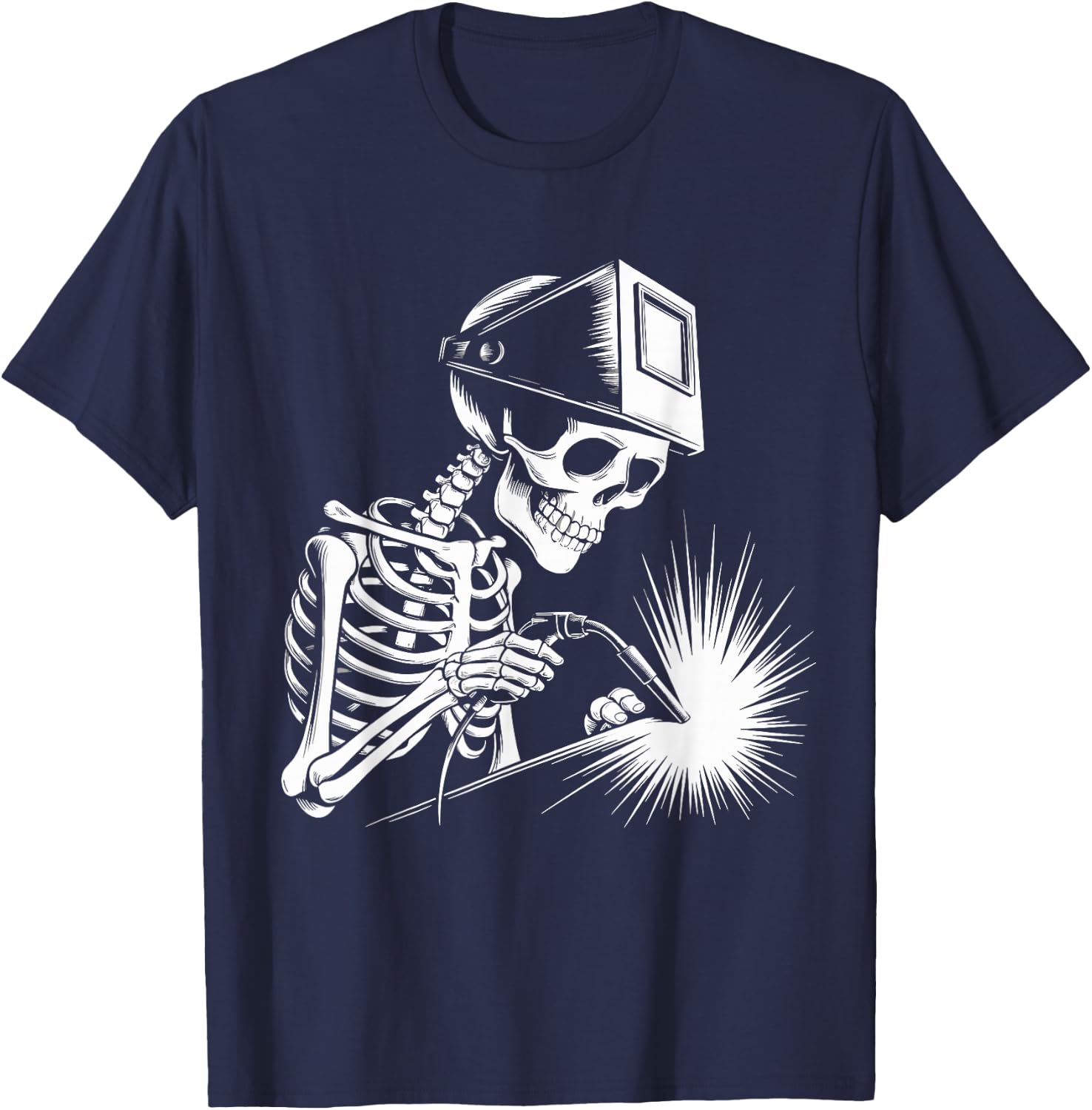 Funny Skeleton Welding Lovers Spooky Halloween Welder T-Shirt - T-Shirt | Navy