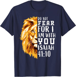 Christian Religious Bible Verse Sayings Lion Fear Scripture T-Shirt - T-Shirt | Navy