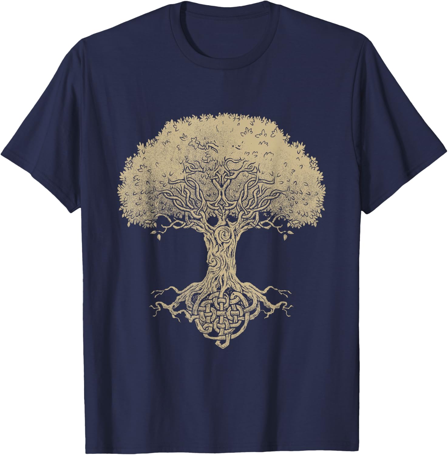 Sacred Tree Roots Celtic Knot Spiritual Celt Irish Mythology T-Shirt - T-Shirt | Navy