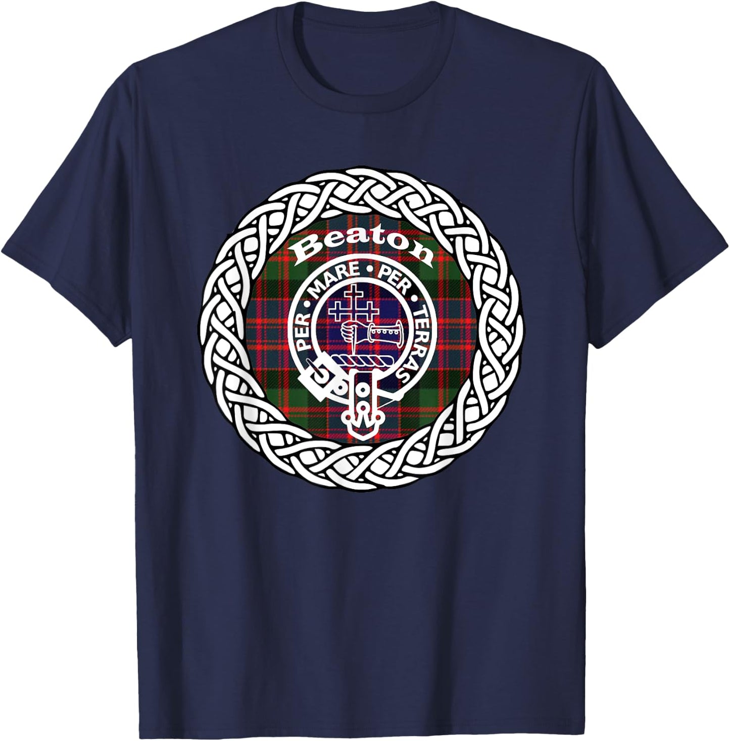 Beaton surname Scottish clan tartan crest badge T-Shirt - T-Shirt | Navy