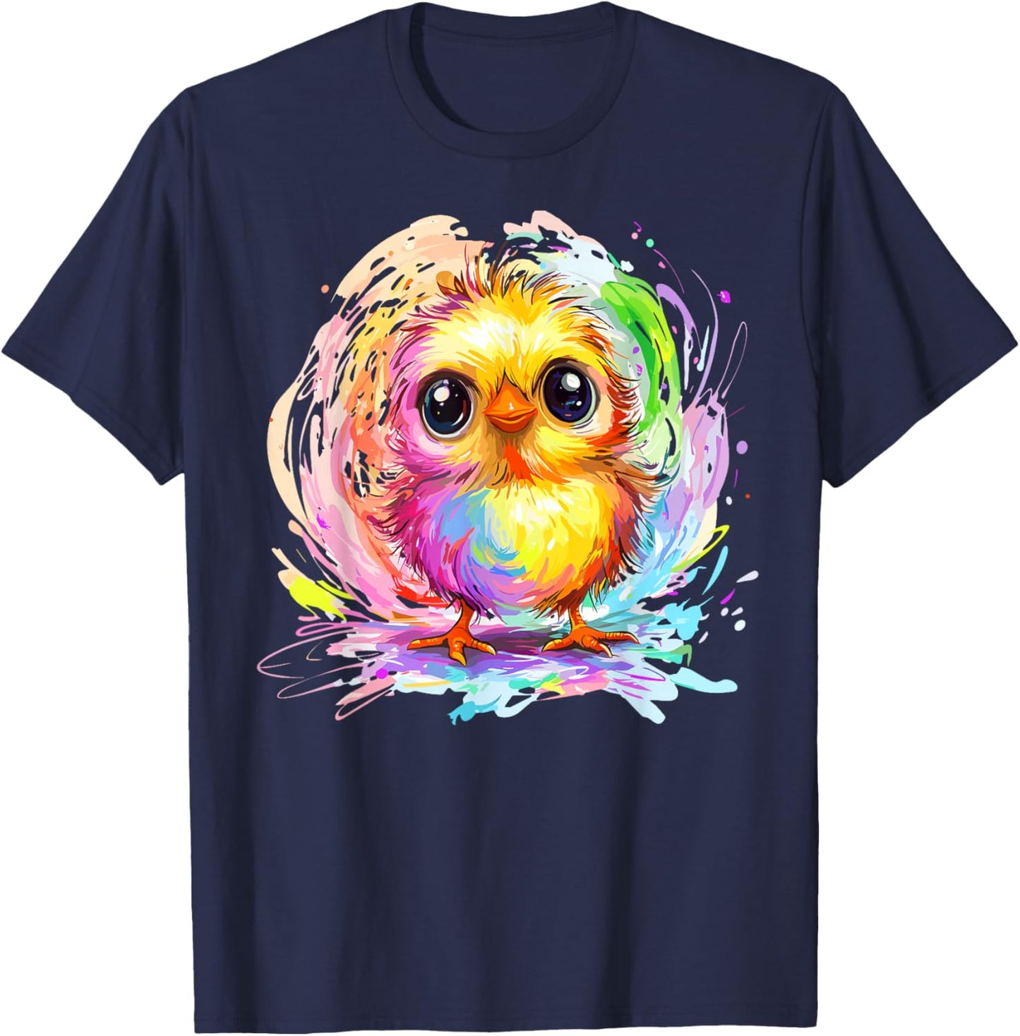 Cute Colorful Chick Rainbow Splash T-Shirt - T-Shirt | Navy