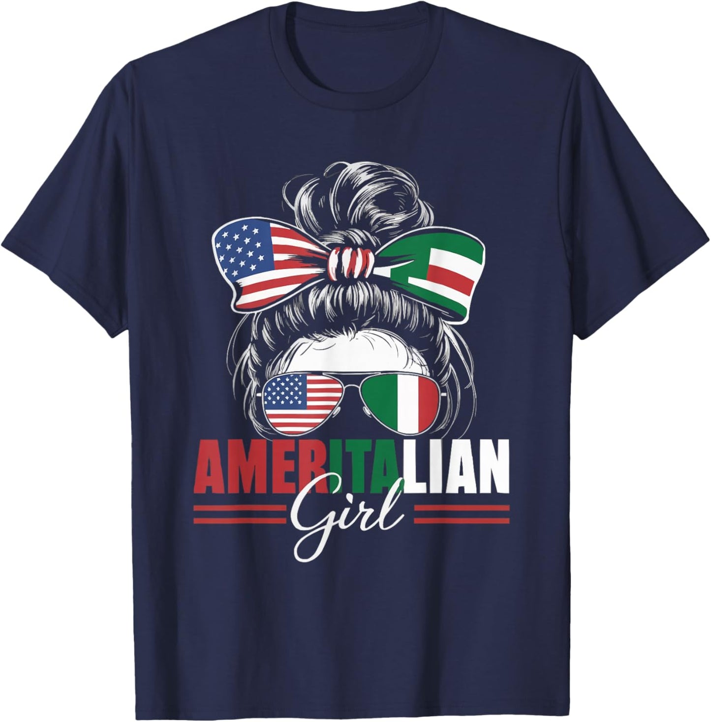 Half Italian Half American USA Flag Italy America T-Shirt - T-Shirt | Navy