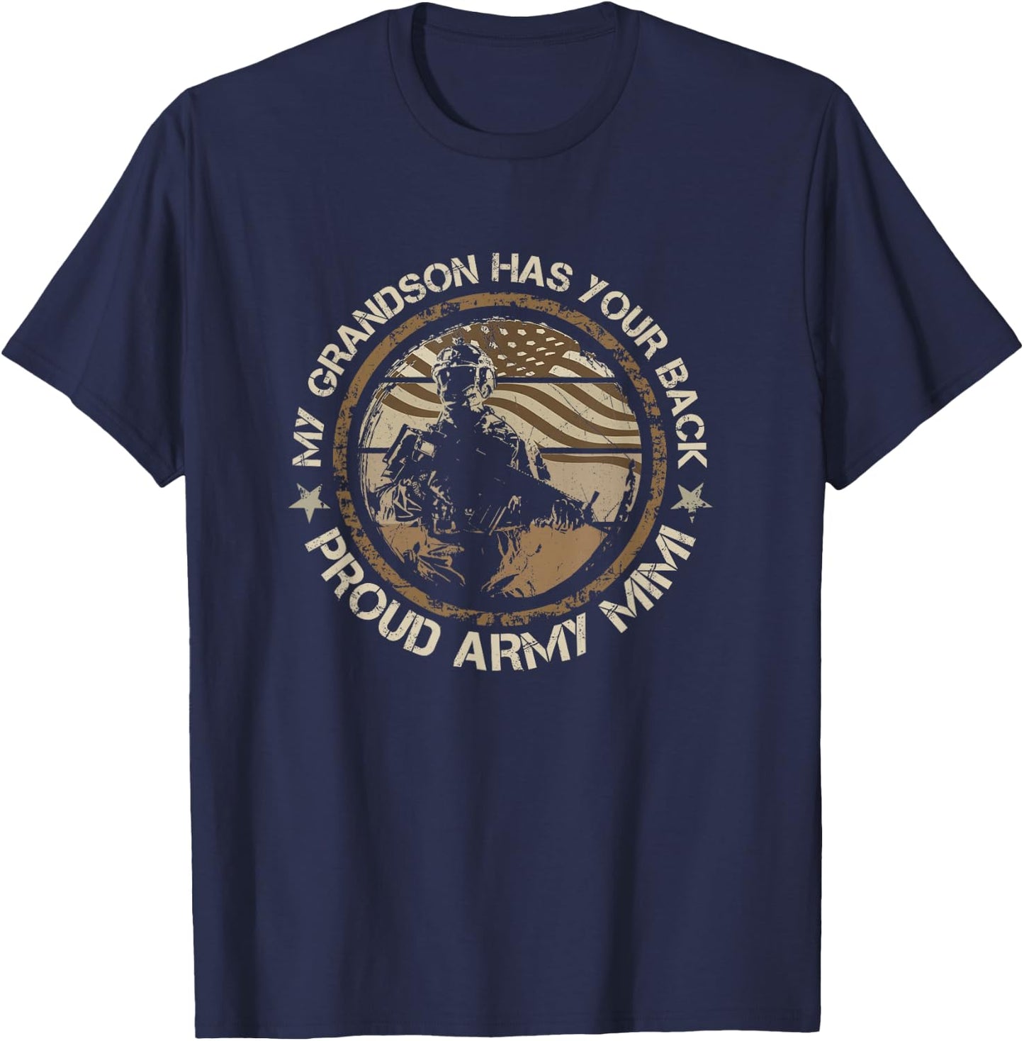 My Grandson Has Your Back Proud Army Mimi Military Family T-Shirt - T-Shirt | Navy
