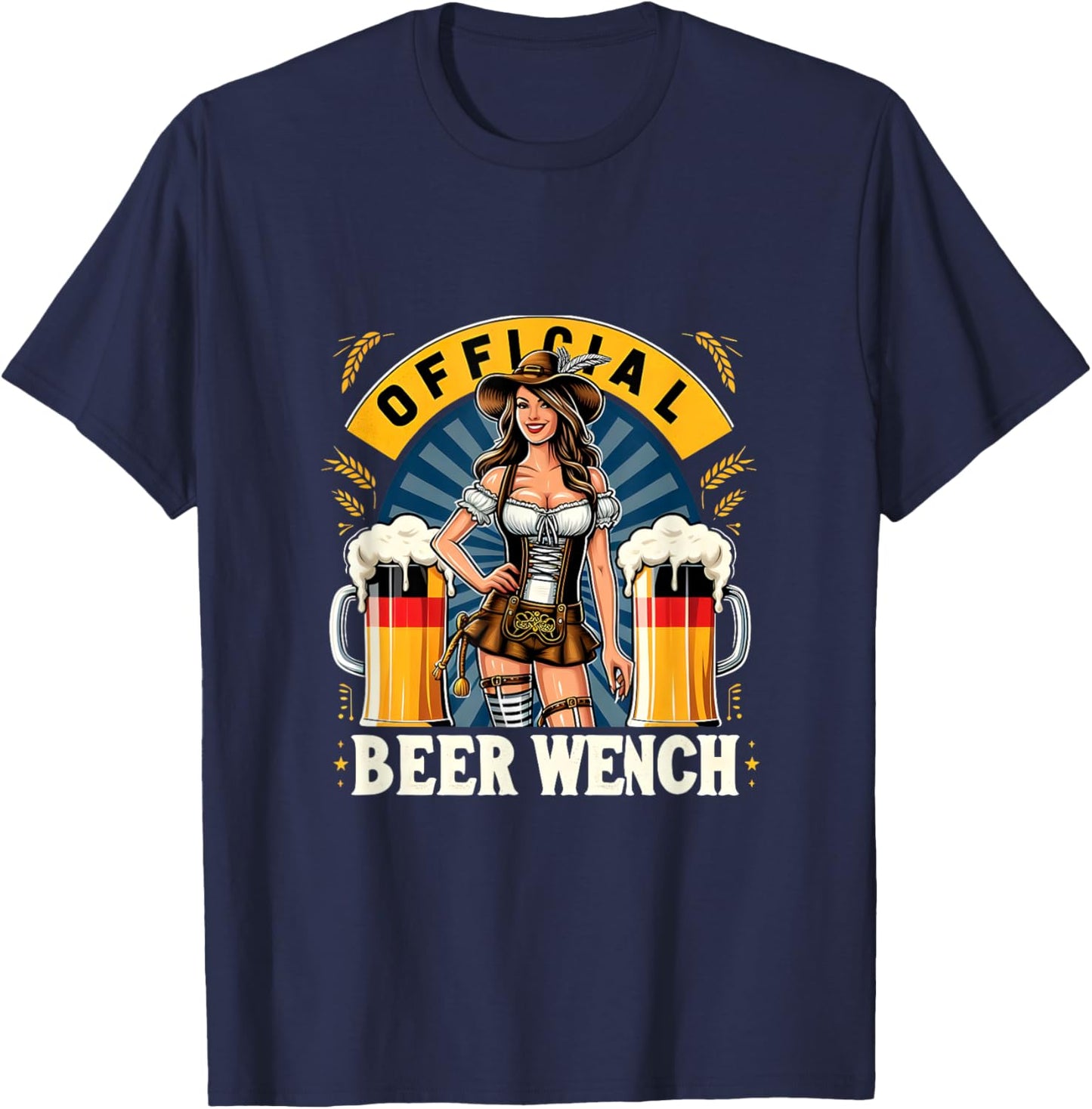 Official Beer Wench Oktoberfest Drinking Team German Flag T-Shirt - T-Shirt | Navy