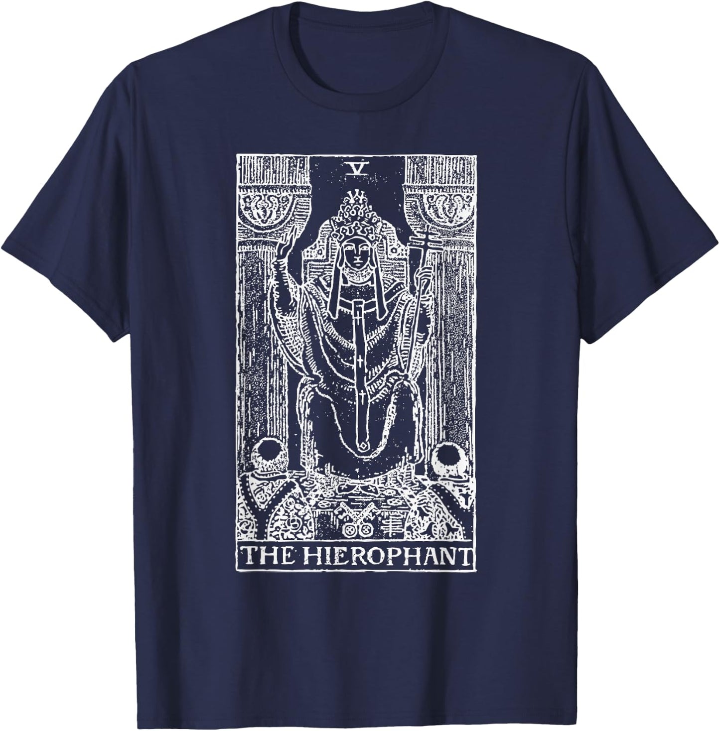 Tarot Card The Hierophant - The Pope Occult Gift T-Shirt - T-Shirt | Navy