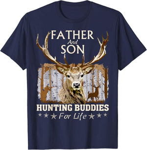 Father and Son Hunting Buddies for Life Hunter Husband Dad T-Shirt - T-Shirt | Navy