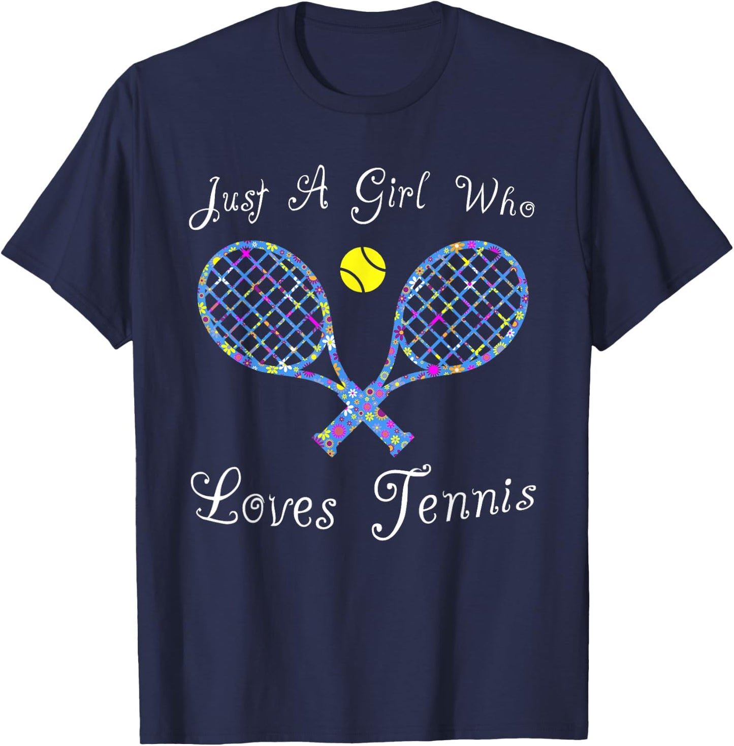 Fun Cute Just a Girl Who Loves Tennis Player T-Shirt - T-Shirt | Navy
