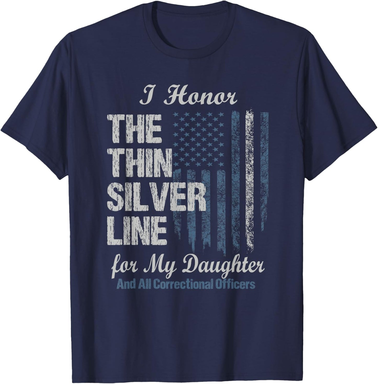 Correctional Officer Daughter - Thin Silver Line Corrections T-Shirt - T-Shirt | Navy