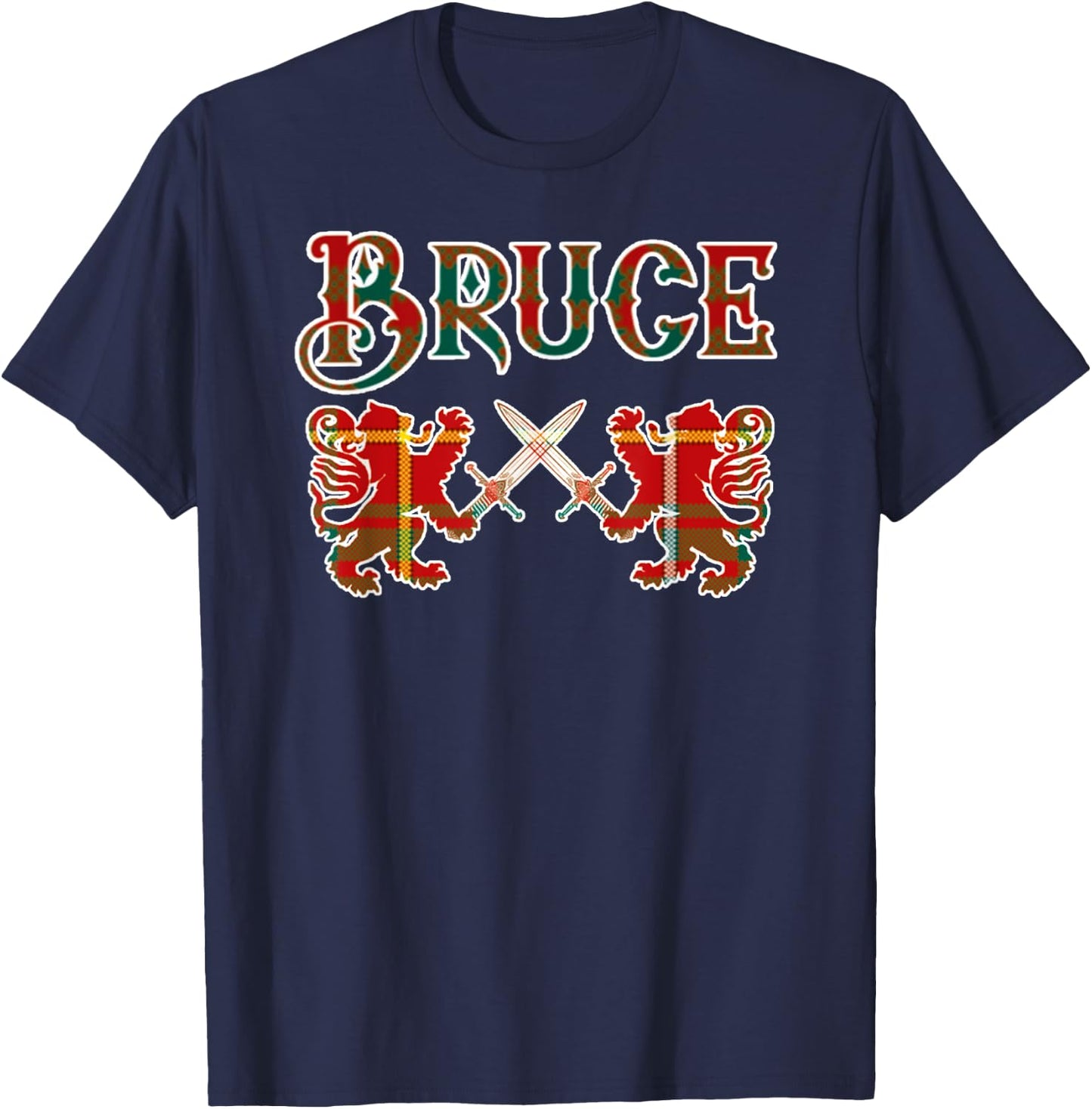 Clan Bruce Scottish Family Kilt Tartan Lion T-Shirt - T-Shirt | Navy