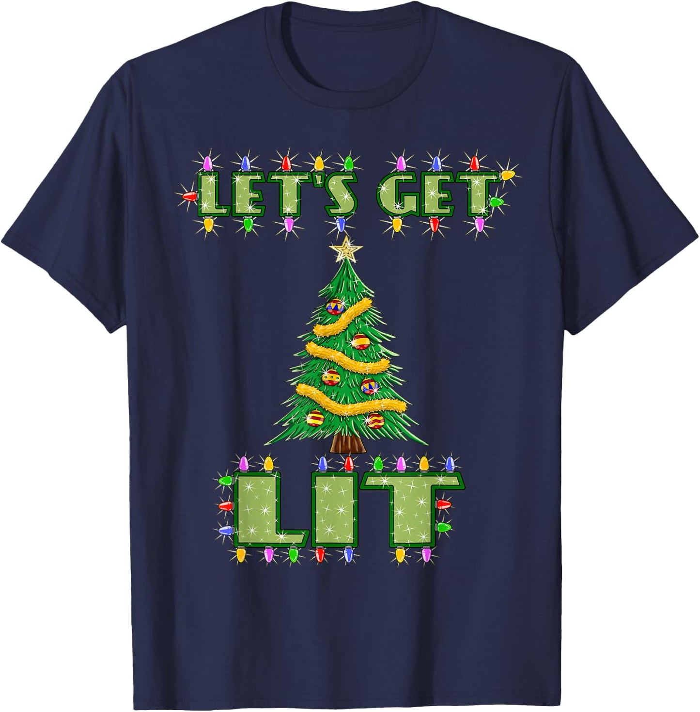 Lets Get Lit Christmas Shirt Its Drinking Dirty Adult Pajama T-Shirt - T-Shirt | Navy