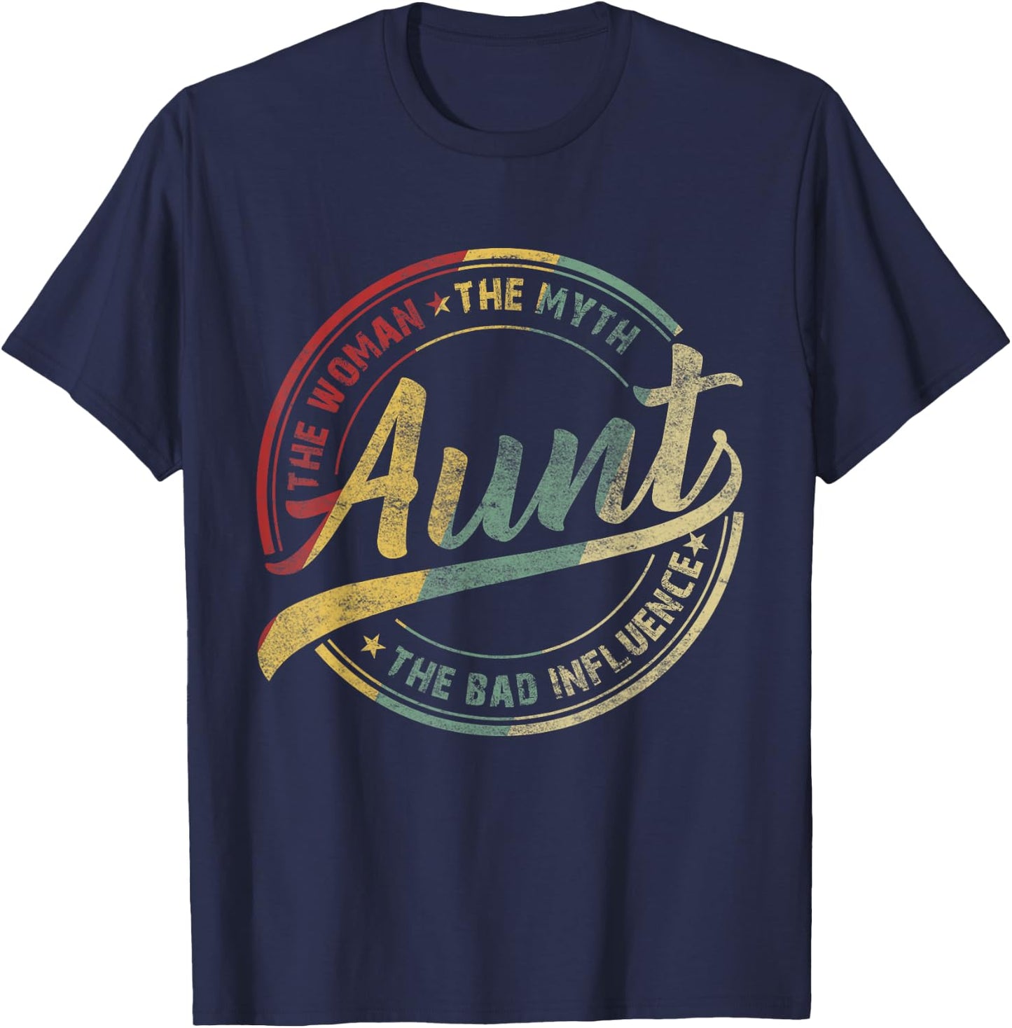 Vintage Aunt Woman Myth Bad Influence funny aunt gift T-Shirt - T-Shirt | Navy