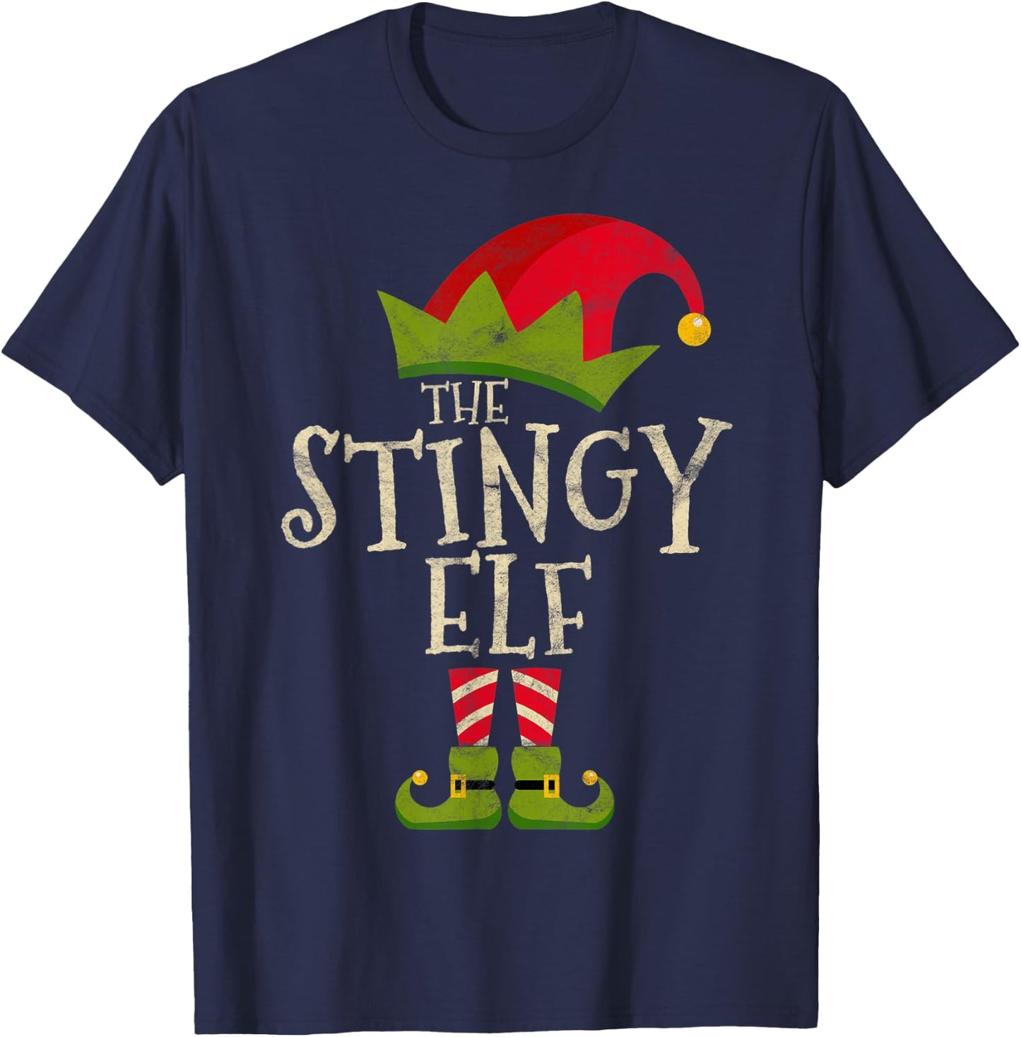Easy The Stingy Elf Xmas Costume Family Group Gift Christmas T-Shirt - T-Shirt | Navy