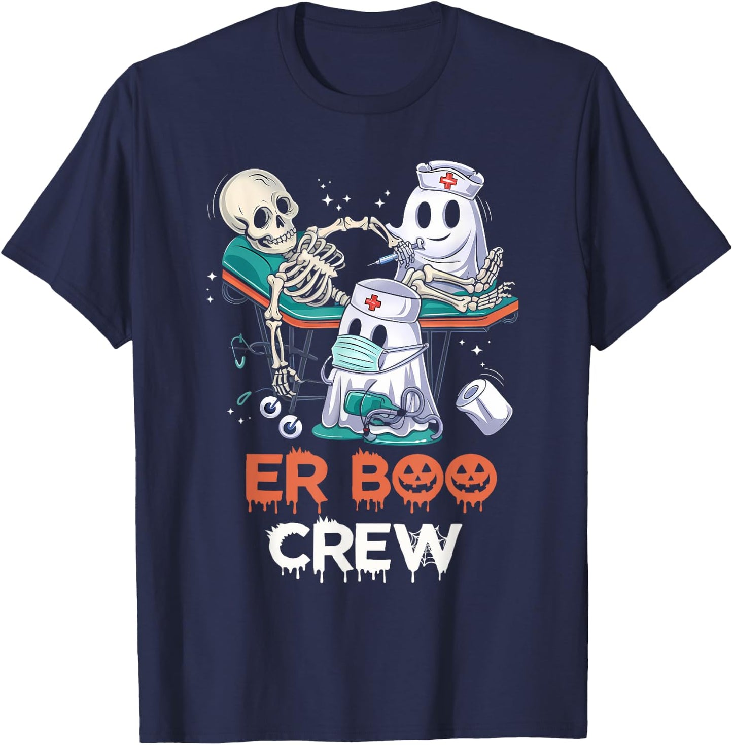 ER nurse shirt halloween ER boo crew Emergency Department T-Shirt - T-Shirt | Navy