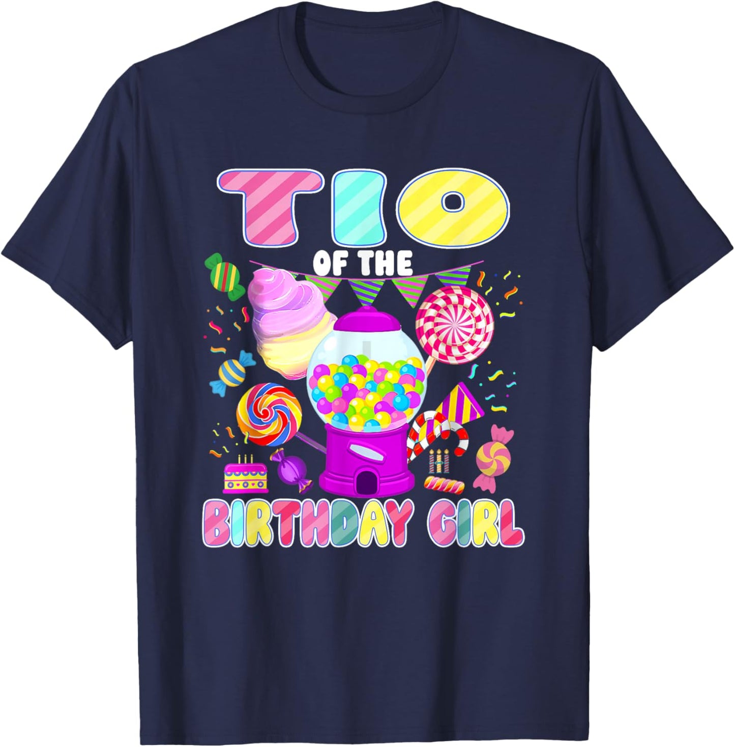 TIO of The Birthday Girl Candyland Matching Family T-Shirt - T-Shirt | Navy