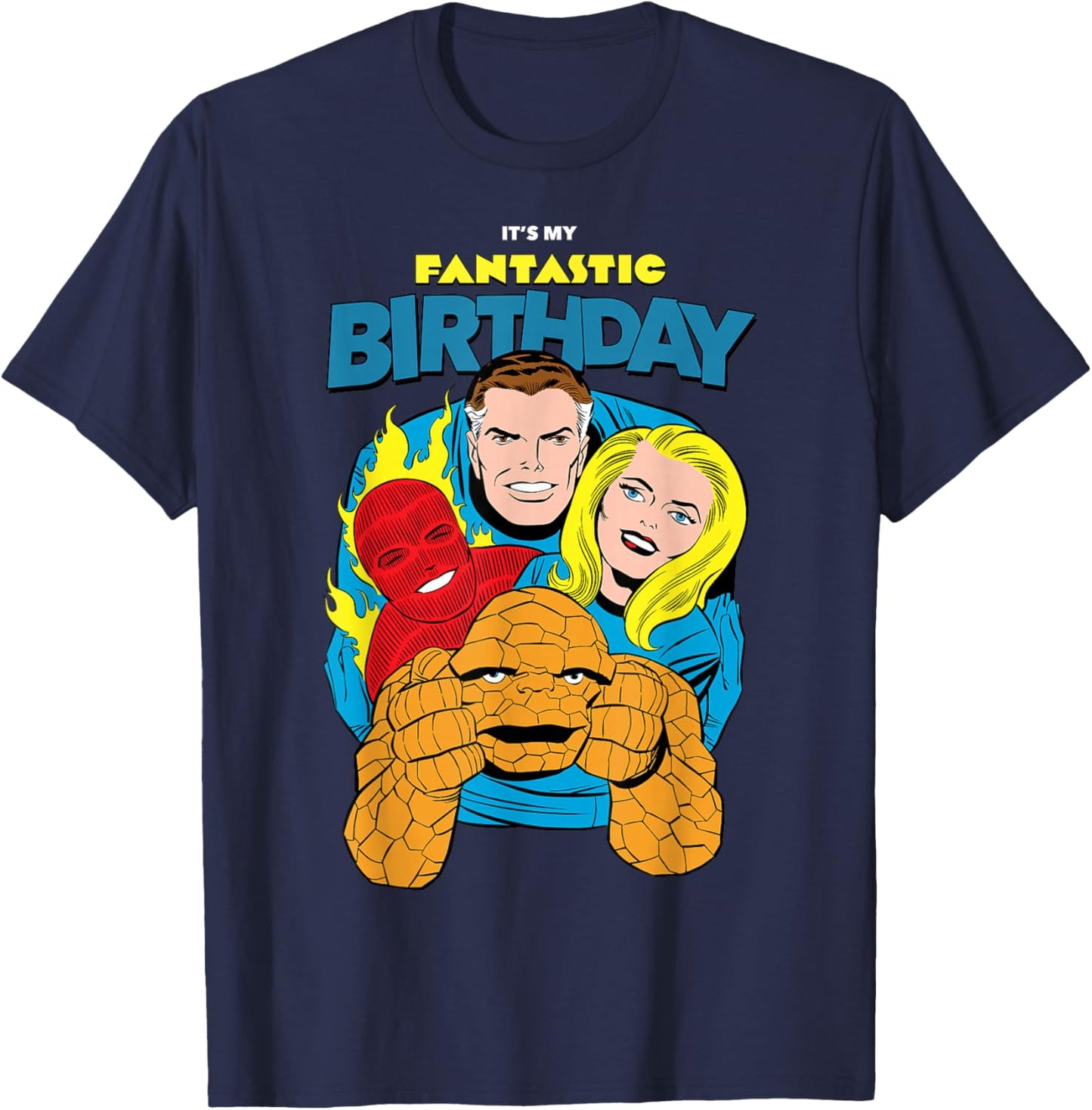 Marvel Comics Retro Fantastic Four Classic Four Birthday T-Shirt - T-Shirt | Navy