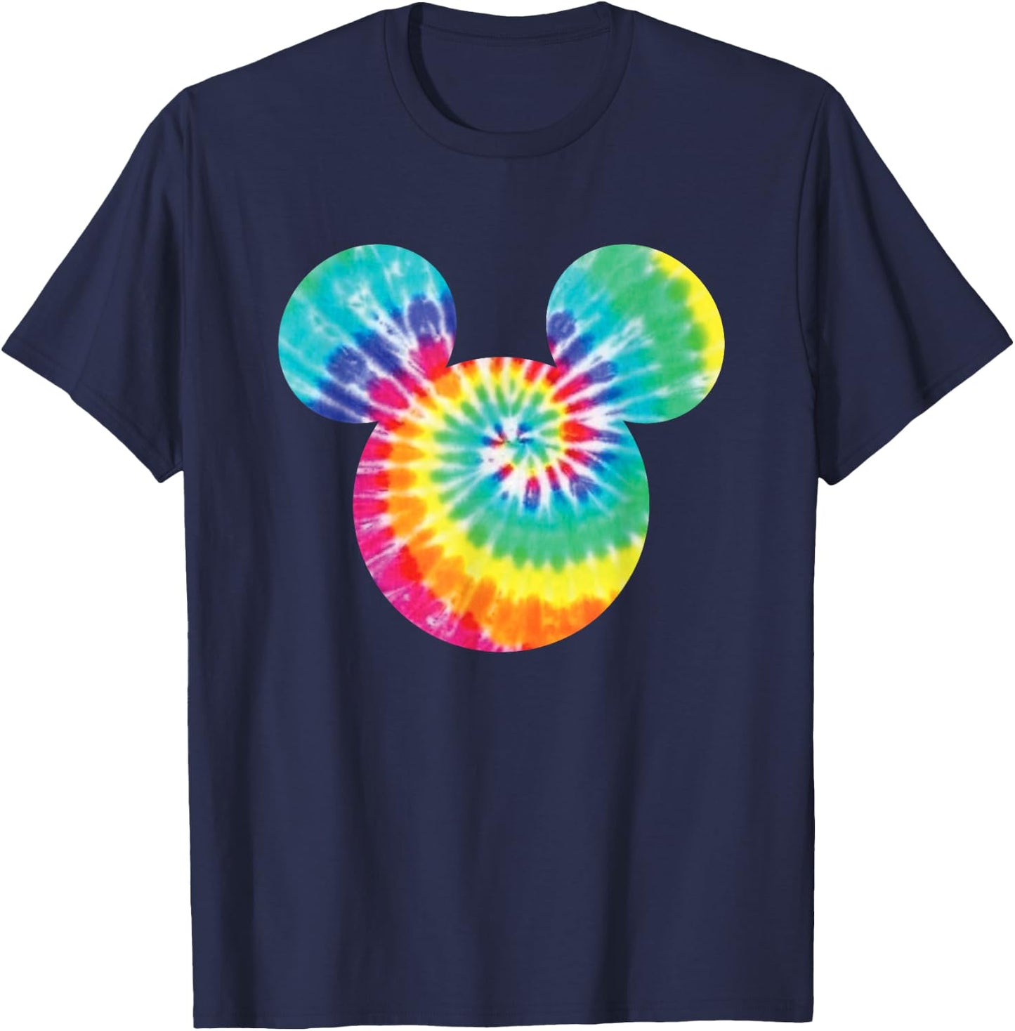 Disney Mickey Mouse Icon Rainbow Tie-Dye Short Sleeve T-Shirt - T-Shirt | Navy