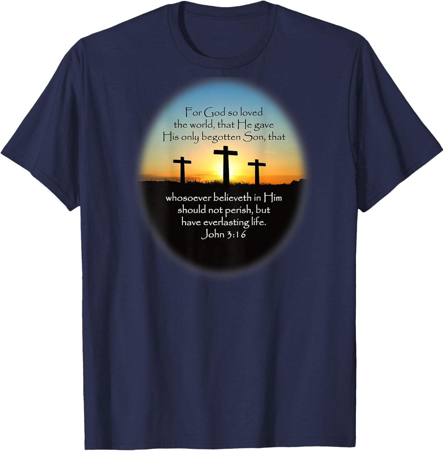 John 3:16 KJV Bible (Printed on back) T-Shirt - T-Shirt | Navy