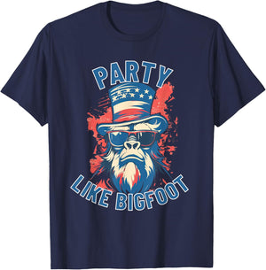 Party Like Bigfoot 1776 to 2026 USA Birthday Celebration T-Shirt - T-Shirt | Navy